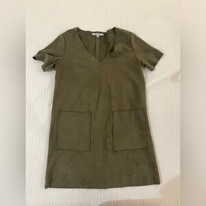 Naked Zebra Olive Suede Pocket Dress